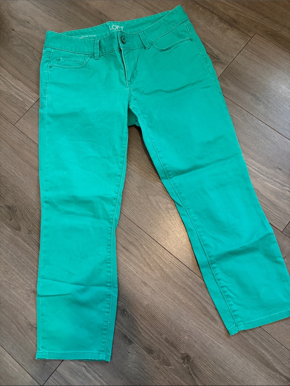 LOFT Bright Teal Cropped Slim Jeans